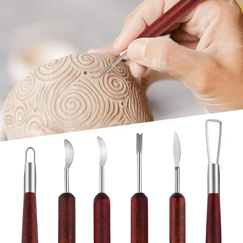 Wood Chisel Set - 6-częściowy drewniany zestaw narzędzi do ceramiki