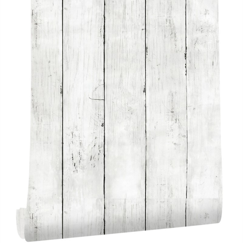 Woodworking Wallpaper - Biała tapeta w stylu retro, imitująca